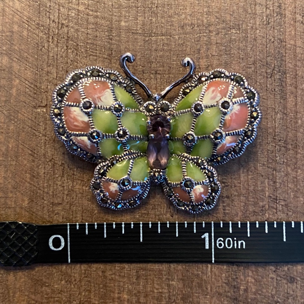 Vintage sterling amethyst butterfly brooch